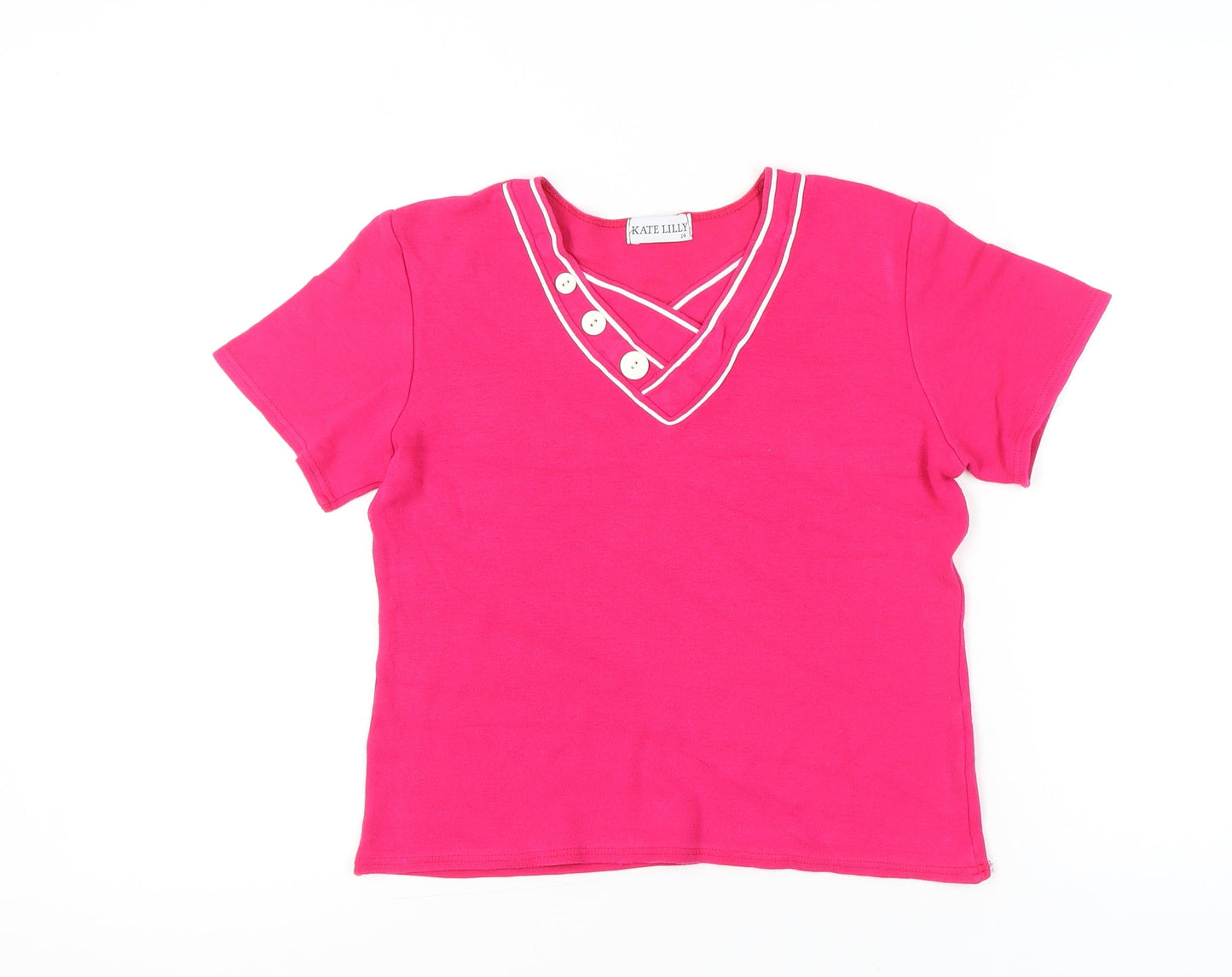 Womens UK Size 14 Kate Lilly Pink Basic T-Shirt