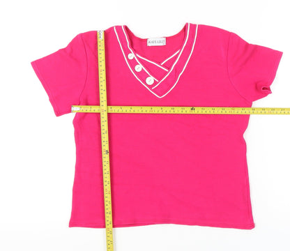 Womens UK Size 14 Kate Lilly Pink Basic T-Shirt
