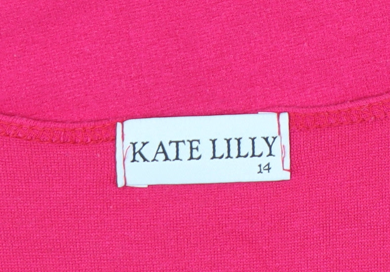 Womens UK Size 14 Kate Lilly Pink Basic T-Shirt