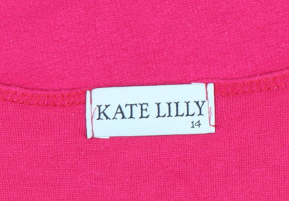 Womens UK Size 14 Kate Lilly Pink Basic T-Shirt