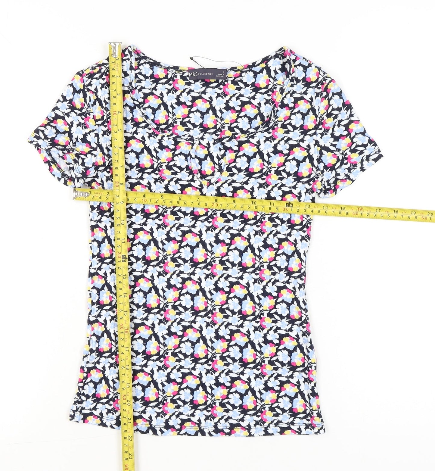 Womens UK Size 6 Marks and Spencer Multicoloured Basic T-Shirt