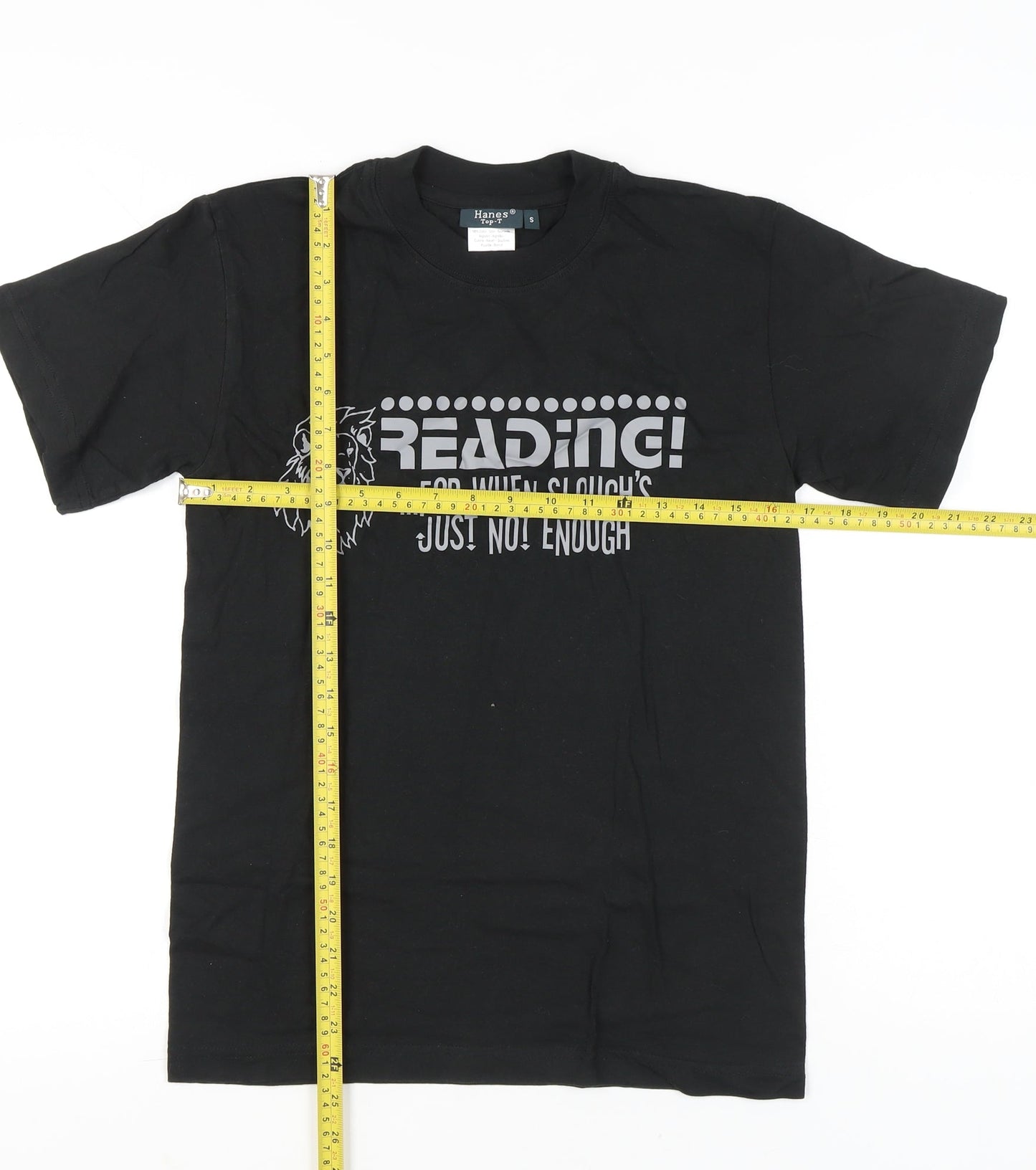 Mens UK Size S Hanes Black  T-Shirt