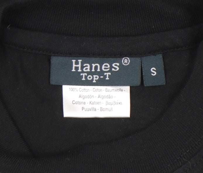 Mens UK Size S Hanes Black  T-Shirt