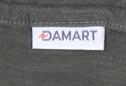 Damart Women’s Green Cotton T-Shirt UK 14/16 Embroidered Shoulders