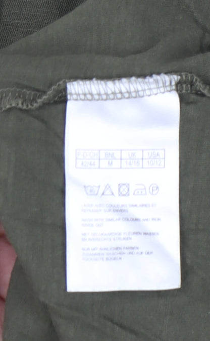 Damart Women’s Green Cotton T-Shirt UK 14/16 Embroidered Shoulders