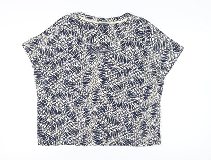 Maine New England Womens Blue Floral T-Shirt Size 24 Cotton