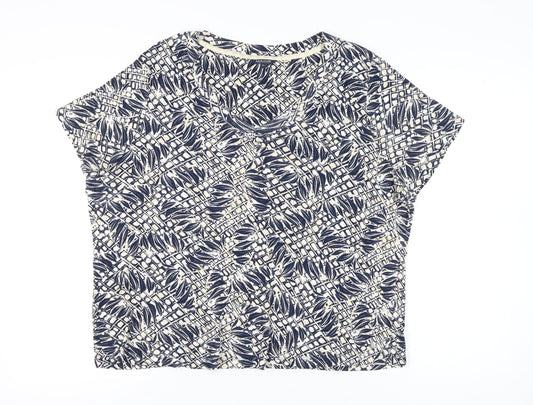 Maine New England Womens Blue Floral T-Shirt Size 24 Cotton