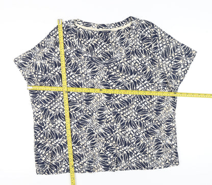 Maine New England Womens Blue Floral T-Shirt Size 24 Cotton