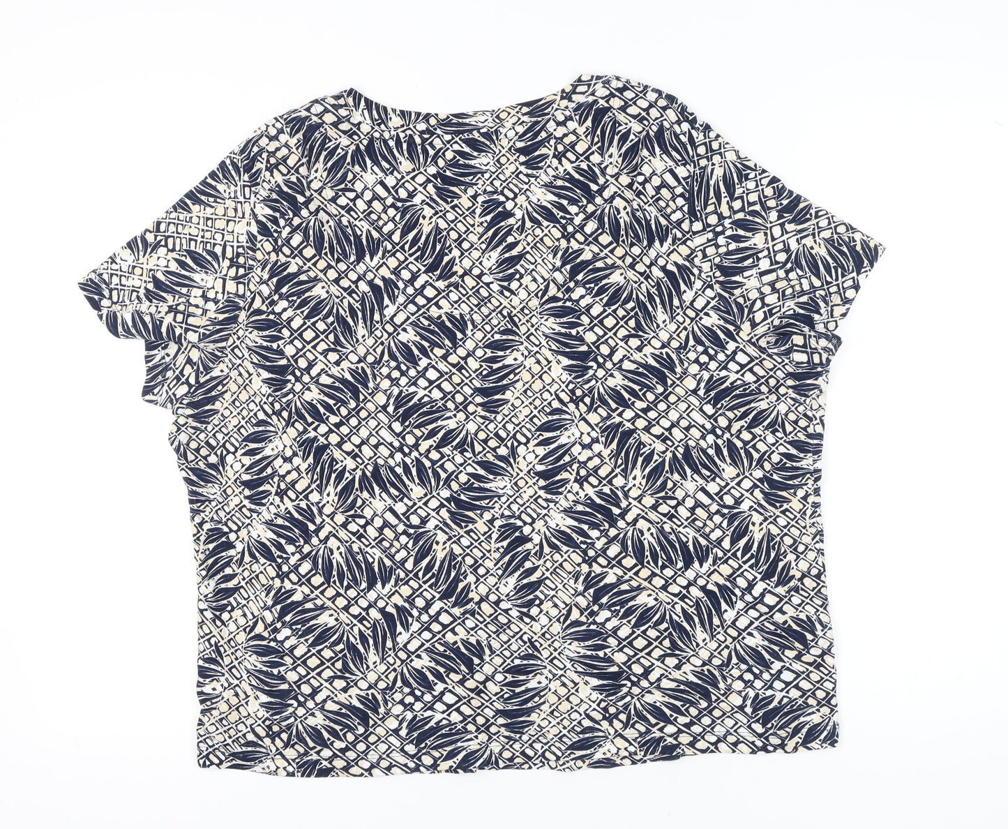 Maine New England Womens Blue Floral T-Shirt Size 24 Cotton