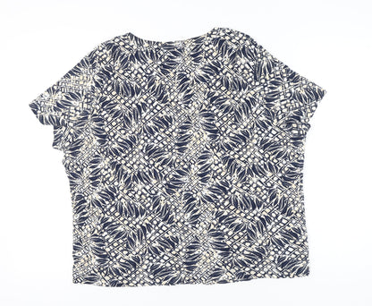 Maine New England Womens Blue Floral T-Shirt Size 24 Cotton