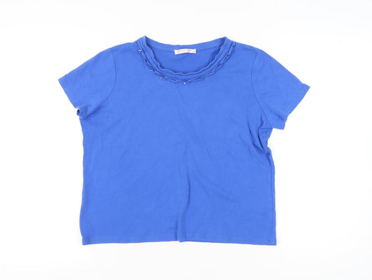 Womens UK Size L Anna Rose Blue Basic T-Shirt