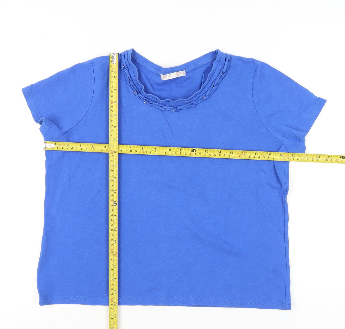 Womens UK Size L Anna Rose Blue Basic T-Shirt