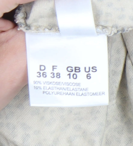 Olsen Women Beige Animal Print Viscose Stretch T-Shirt Size 10