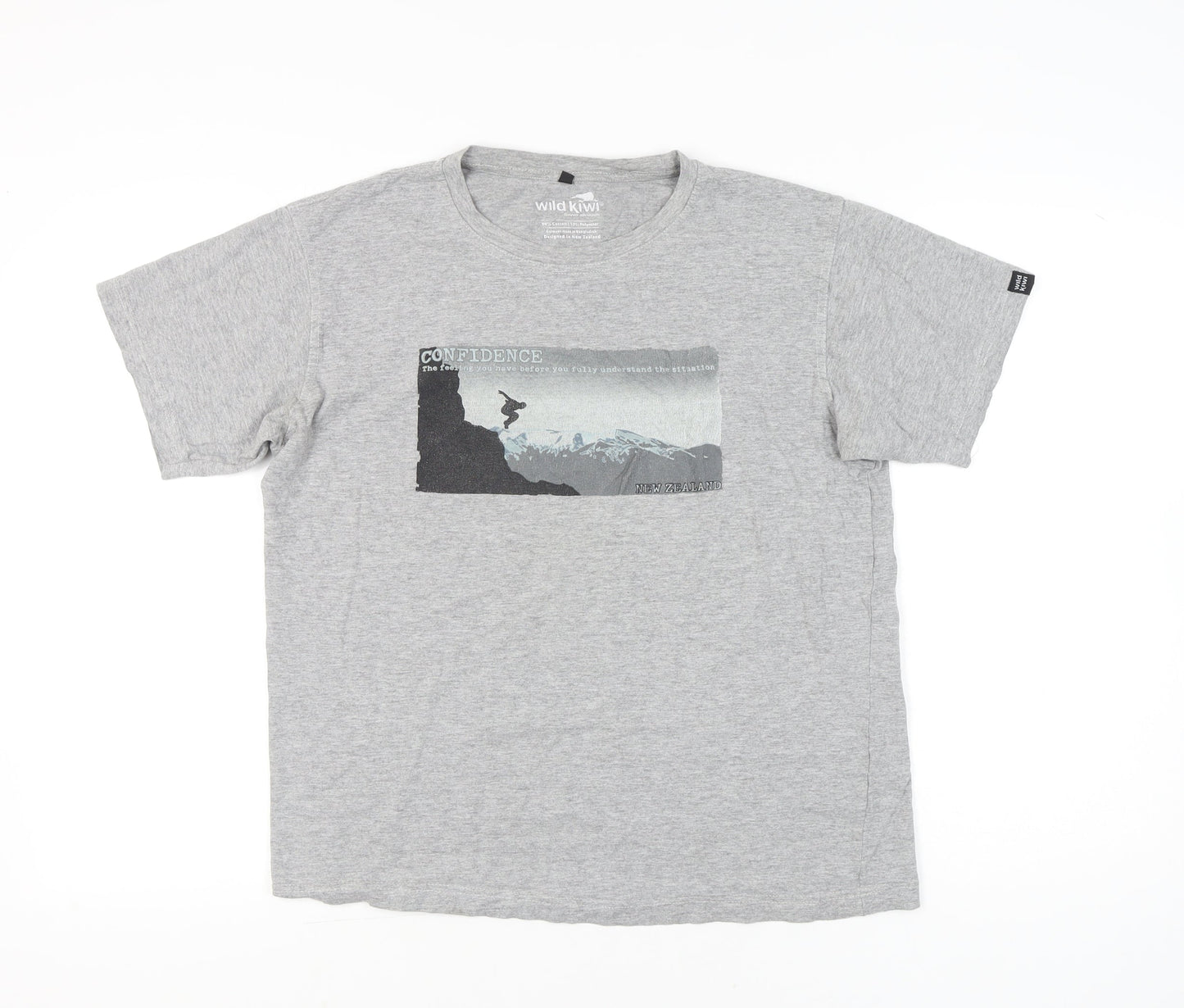 Wild Kiwi Men's Grey Medium Graphic Print Adventure T-Shirt