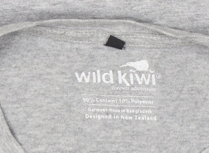 Wild Kiwi Men's Grey Medium Graphic Print Adventure T-Shirt