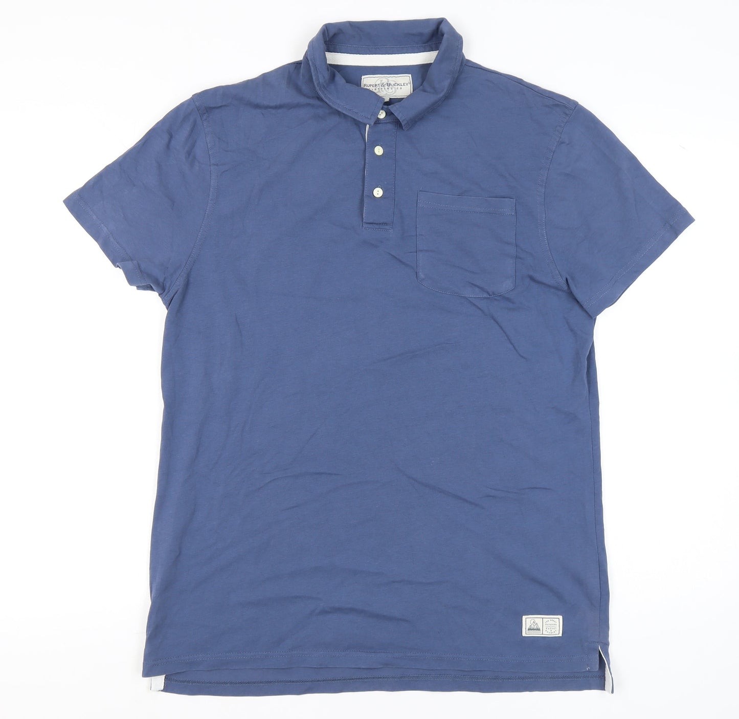 Rupert & Buckley Men’s Blue Cotton Polo Shirt L Short Sleeve