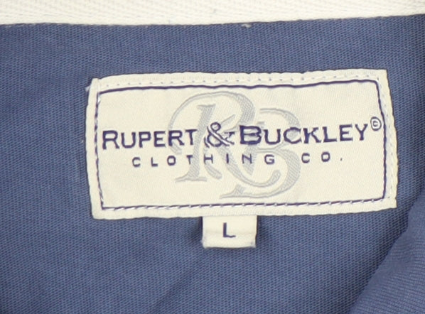 Rupert & Buckley Men’s Blue Cotton Polo Shirt L Short Sleeve