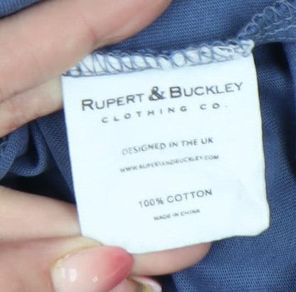 Rupert & Buckley Men’s Blue Cotton Polo Shirt L Short Sleeve