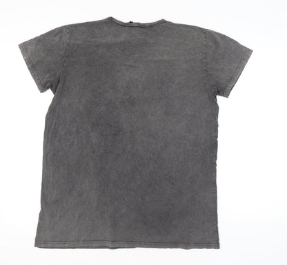 Boohoo Womens Grey Graphic Slogan Cotton T-Shirt UK 14