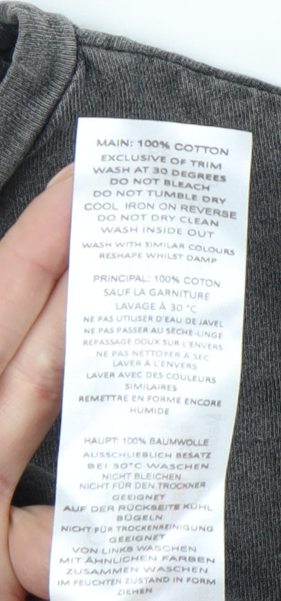 Boohoo Womens Grey Graphic Slogan Cotton T-Shirt UK 14