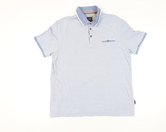 Burton Menswear London Men's Blue Check Polo Shirt L Short Sleeve Cotton