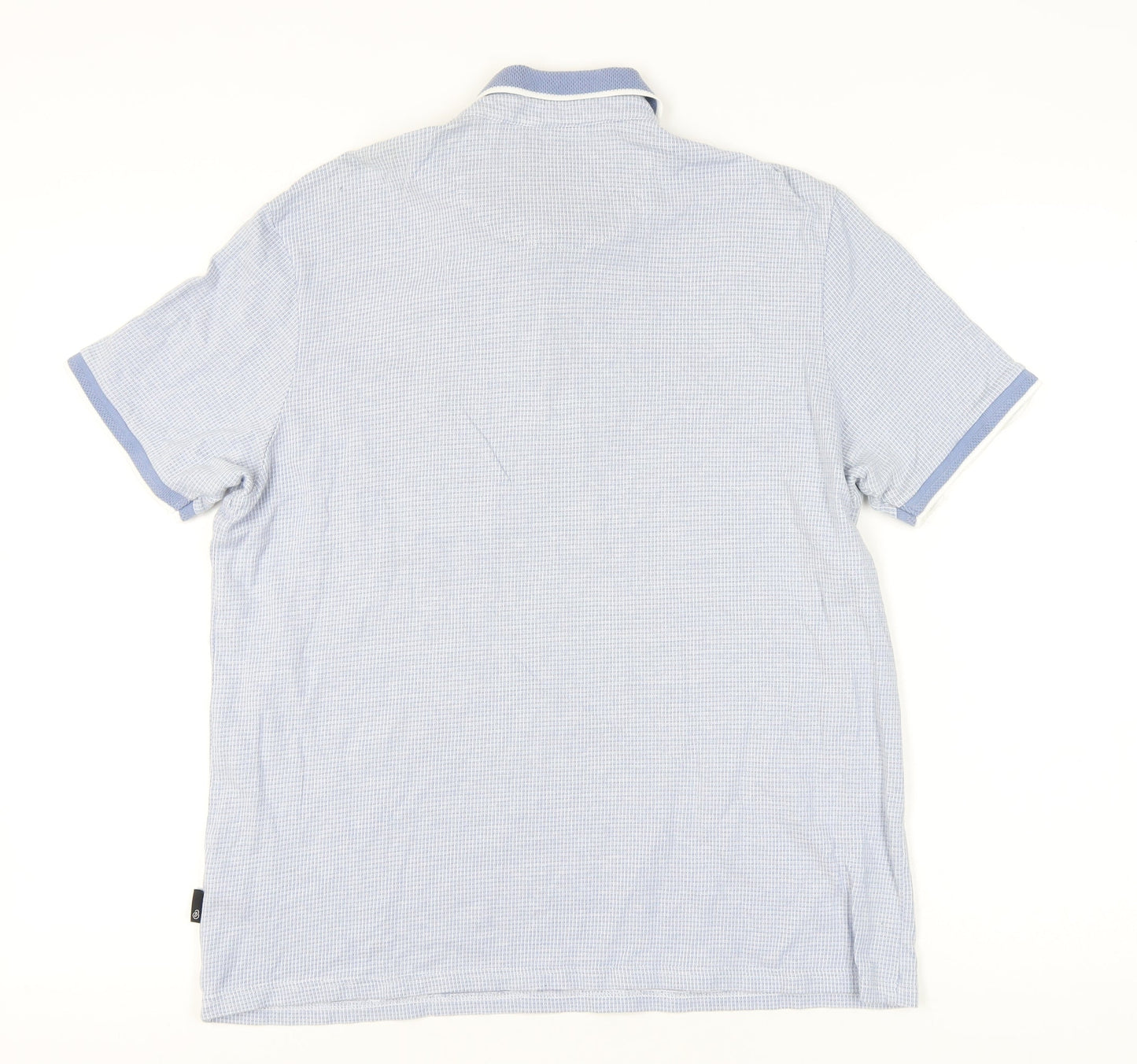 Burton Menswear London Men's Blue Check Polo Shirt L Short Sleeve Cotton