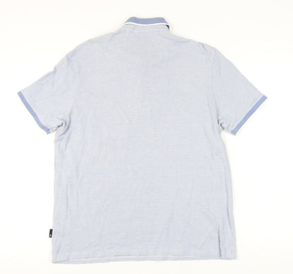 Burton Menswear London Men's Blue Check Polo Shirt L Short Sleeve Cotton