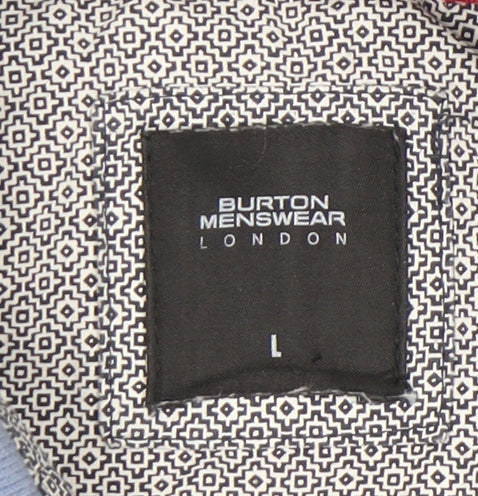 Burton Menswear London Men's Blue Check Polo Shirt L Short Sleeve Cotton