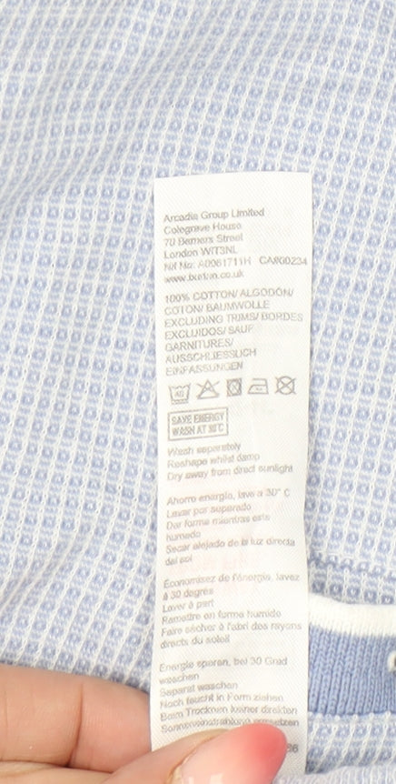 Burton Menswear London Men's Blue Check Polo Shirt L Short Sleeve Cotton