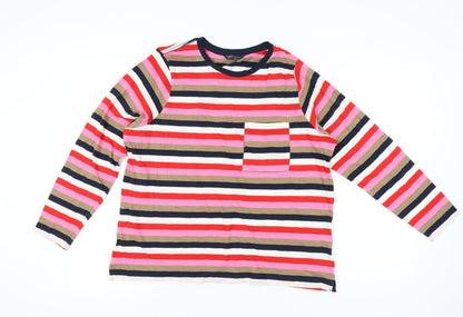 Marks and Spencer Women’s Multicoloured Stripe Cotton Long Sleeve T-Shirt Size 20