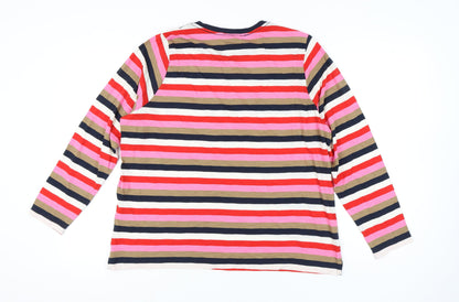 Marks and Spencer Women’s Multicoloured Stripe Cotton Long Sleeve T-Shirt Size 20