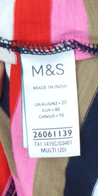 Marks and Spencer Women’s Multicoloured Stripe Cotton Long Sleeve T-Shirt Size 20