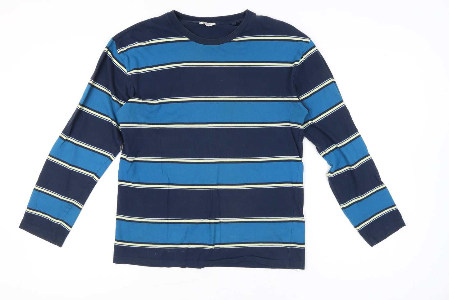 Next Men's Blue Striped Cotton Long Sleeve T-Shirt Size S