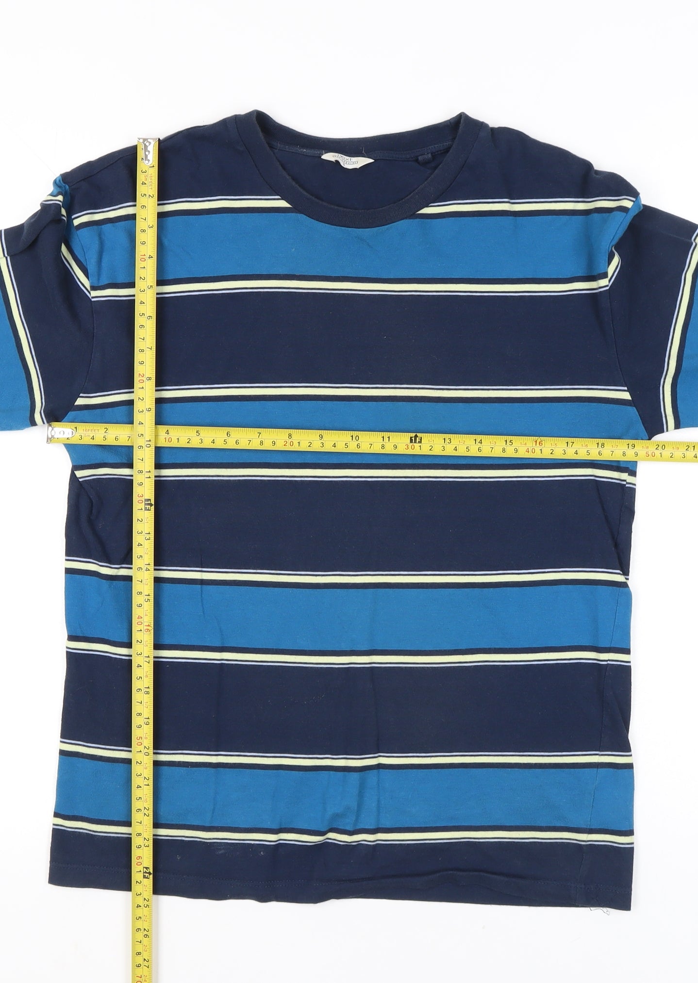 Next Men's Blue Striped Cotton Long Sleeve T-Shirt Size S