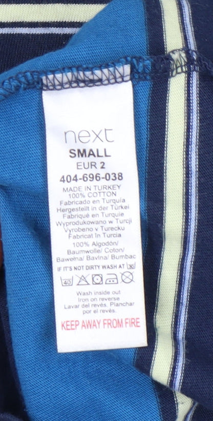 Next Men's Blue Striped Cotton Long Sleeve T-Shirt Size S