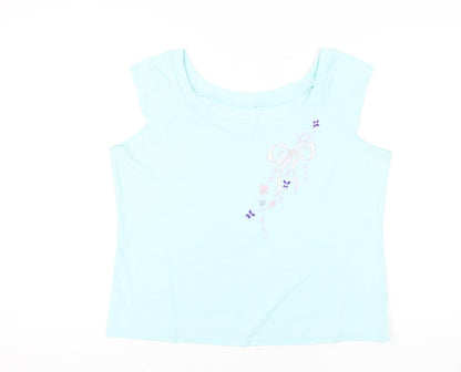 Marks and Spencer Women’s Blue Embroidered Cotton Sleeveless T-Shirt UK 22