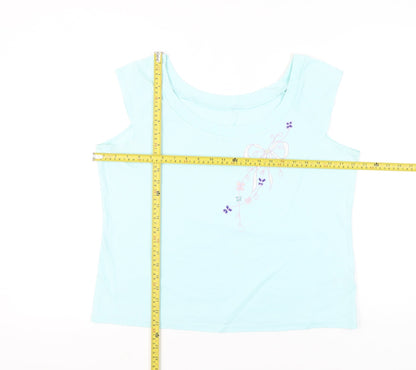 Marks and Spencer Women’s Blue Embroidered Cotton Sleeveless T-Shirt UK 22