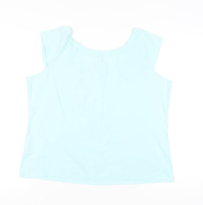 Marks and Spencer Women’s Blue Embroidered Cotton Sleeveless T-Shirt UK 22