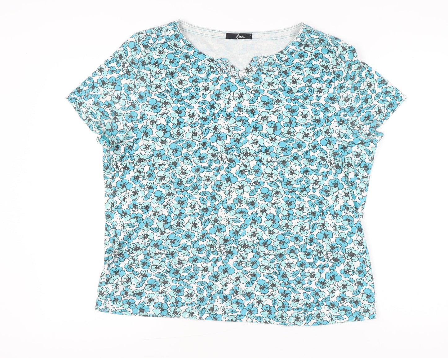 Womens UK Size L Bm Casual Blue Basic T-Shirt