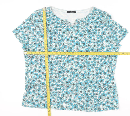 Womens UK Size L Bm Casual Blue Basic T-Shirt