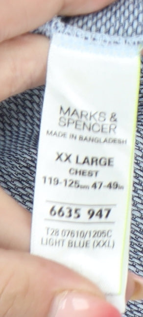 Marks and Spencer Men’s Blue 2XL Cotton Short Sleeve Polo Shirt