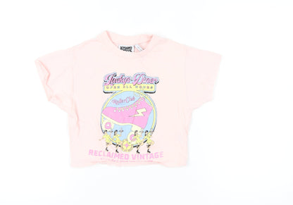 Womens UK Size S Reclaimed Vintage Pink Cropped T-Shirt