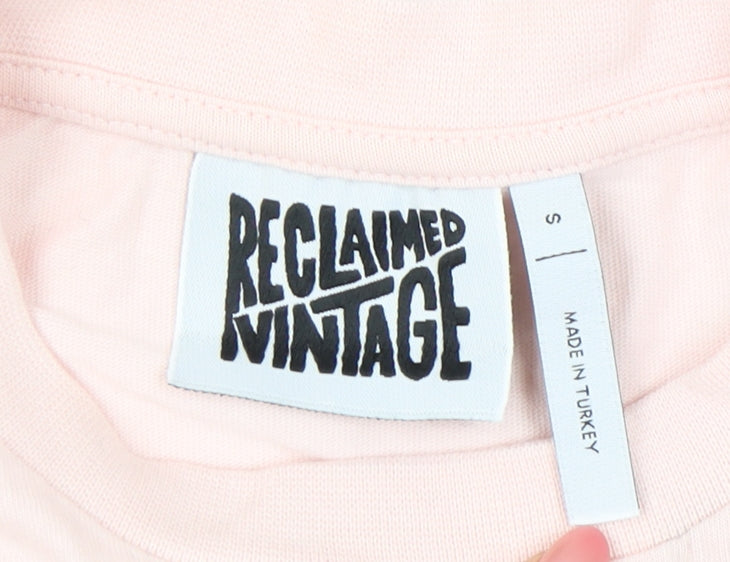 Womens UK Size S Reclaimed Vintage Pink Cropped T-Shirt