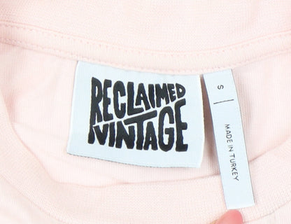 Womens UK Size S Reclaimed Vintage Pink Cropped T-Shirt