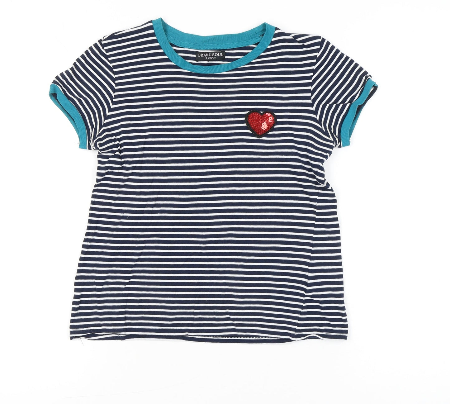 Womens UK Size XS Brave Soul Blue Basic T-Shirt
