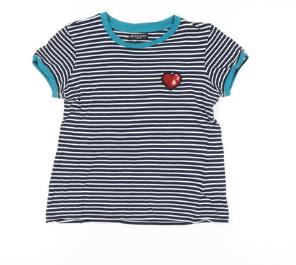 Womens UK Size XS Brave Soul Blue Basic T-Shirt