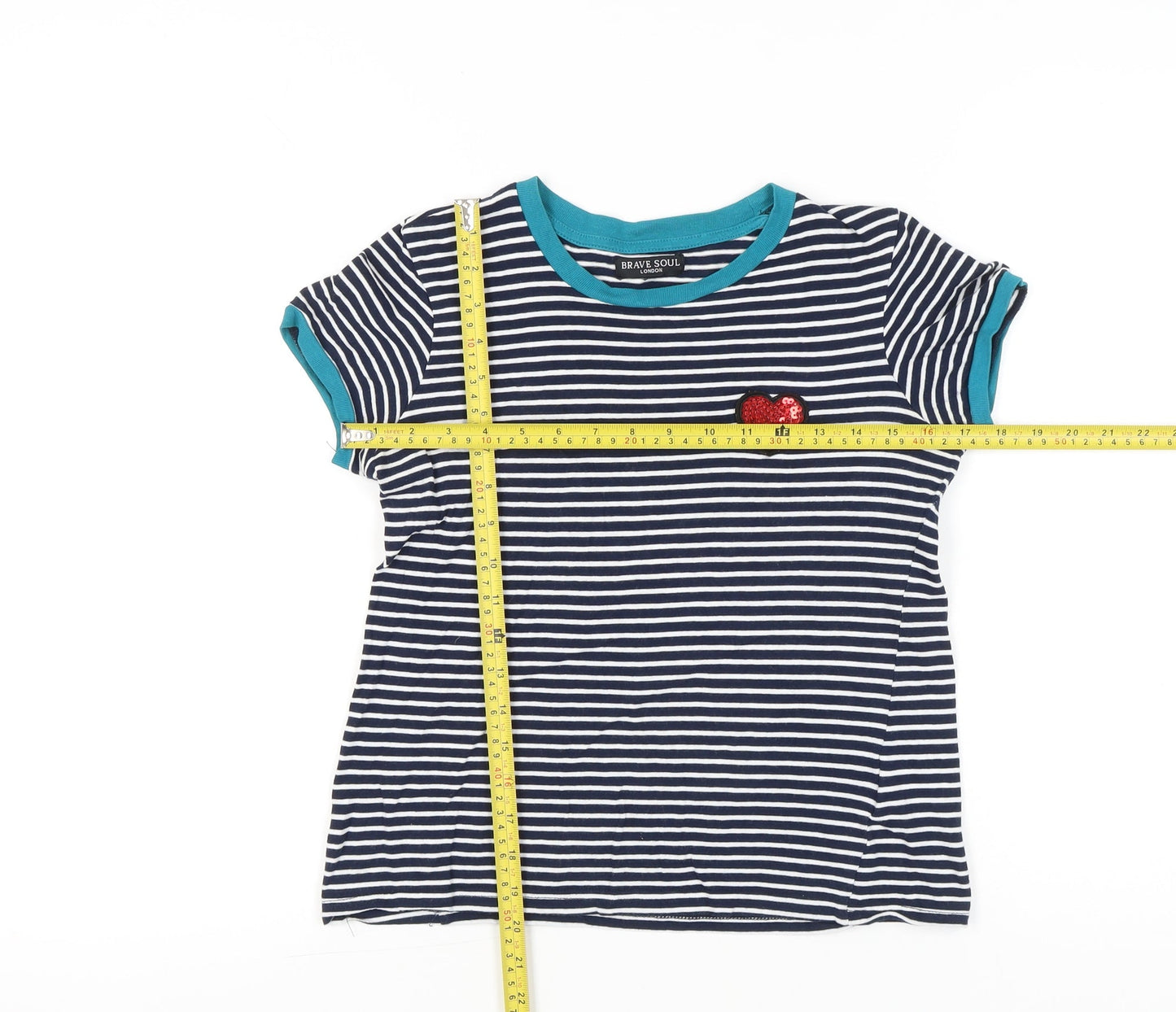 Womens UK Size XS Brave Soul Blue Basic T-Shirt