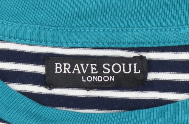 Womens UK Size XS Brave Soul Blue Basic T-Shirt