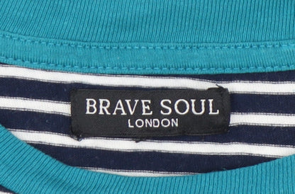 Womens UK Size XS Brave Soul Blue Basic T-Shirt
