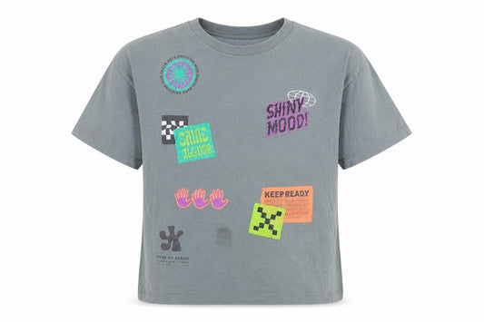 Zara Girls Grey Graphic Print T-Shirt Size 7 Years Short Sleeve Cotton